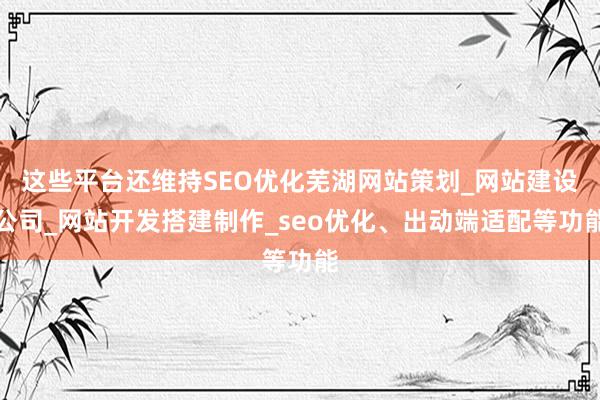 这些平台还维持SEO优化芜湖网站策划_网站建设公司_网站开发搭建制作_seo优化、出动端适配等功能